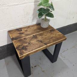 Rustic Coffee Table/ Bench, With Black Steel Box Legs - thumbnail 2