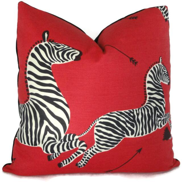 Red Scalamandre Zebra Pillow Cover Outdoor Accent - image 1