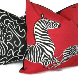Red Scalamandre Zebra Pillow Cover Outdoor Accent - thumbnail 2