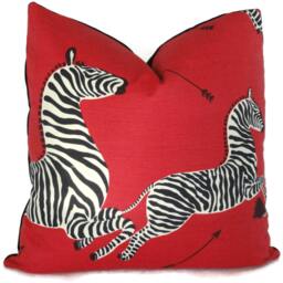 Red Scalamandre Zebra Pillow Cover Outdoor Accent - thumbnail 1