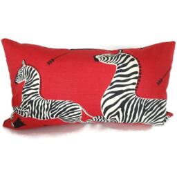 Red Scalamandre Zebra Pillow Cover Outdoor Accent - thumbnail 3