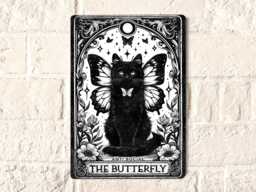 Cat Tarot Card Tin Sign Vintage Metal Wall Art - thumbnail 1