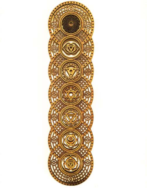 Chakras Mandala Laser Cut Wood Art Sacred Geometry Wall Decor - image 1