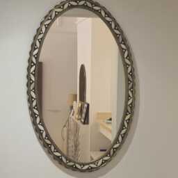 Oval Moroccan Oriental Mirror With Natural Bone Frame - Almond Version - thumbnail 2