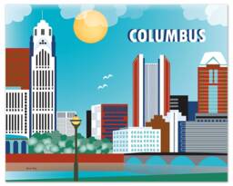 Columbus Skyline Print, Ohio Wall Art, Horizontal Office Nursery - Style E8-O-Col - thumbnail 1