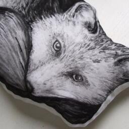 Fox Pillow Home Decor Lover Gift Throw Cushion Woodland Forest Handpainted Decorative Decoration Children's Room Black White Fabric Cotton - thumbnail 3
