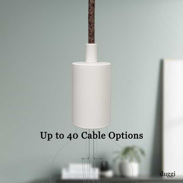 Plug in Pendant Light - White Hanging Fabric Cable Wall Cord & Minimal Modern E27 Satin Lamp Holder, Unique Reading Ambient Mood Lighting - image 1