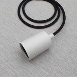 Plug in Pendant Light - White Hanging Fabric Cable Wall Cord & Minimal Modern E27 Satin Lamp Holder, Unique Reading Ambient Mood Lighting - thumbnail 4