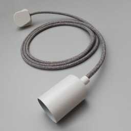 Plug in Pendant Light - White Hanging Fabric Cable Wall Cord & Minimal Modern E27 Satin Lamp Holder, Unique Reading Ambient Mood Lighting - thumbnail 2