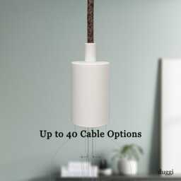 Plug in Pendant Light - White Hanging Fabric Cable Wall Cord & Minimal Modern E27 Satin Lamp Holder, Unique Reading Ambient Mood Lighting