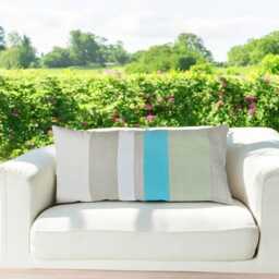 striped Linen Lumbar Pillow Cover Zero Waste Design - 14x31 Inch - thumbnail 1