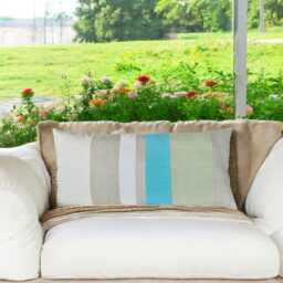 striped Linen Lumbar Pillow Cover Zero Waste Design - 14x31 Inch - thumbnail 2