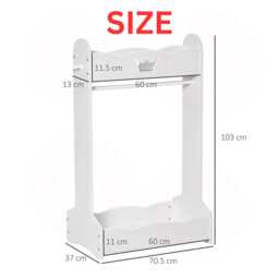 Clothes Rack With Shelves, Toddler Nursery Organizer Kids Wooden Stand - thumbnail 4