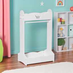 Clothes Rack With Shelves, Toddler Nursery Organizer Kids Wooden Stand