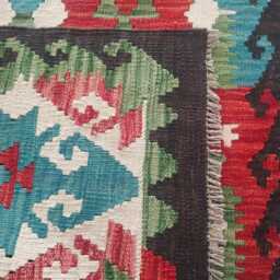 Handmade Tribal Wool Runner, Multicolour Artisan Afghan Turkish Persian Qashqai Moroccan Navajo Flatweave Kilim Rug 241x83 cm - thumbnail 3