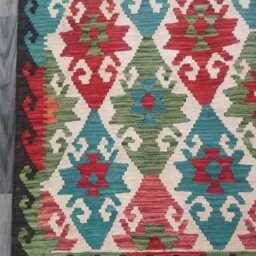 Handmade Tribal Wool Runner, Multicolour Artisan Afghan Turkish Persian Qashqai Moroccan Navajo Flatweave Kilim Rug 241x83 cm - thumbnail 4