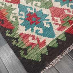 Handmade Tribal Wool Runner, Multicolour Artisan Afghan Turkish Persian Qashqai Moroccan Navajo Flatweave Kilim Rug 241x83 cm - thumbnail 2