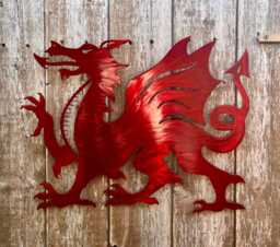 Red Welsh Dragon Steel Wall Art, Cymru Home Decor - 40cm - thumbnail 1