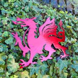 Red Welsh Dragon Steel Wall Art, Cymru Home Decor - 40cm - thumbnail 3