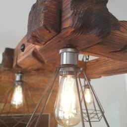 Handmade Wooden Beam Chandelier Rustic Farmhouse Industrial Lighting - thumbnail 3