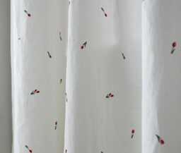 Floral Linen Curtains White Cute Tulip Minimal Charming Flower Patterned Drapes Kid's Room Kitchen Living Bedroom Panels Set Of 2 - thumbnail 1