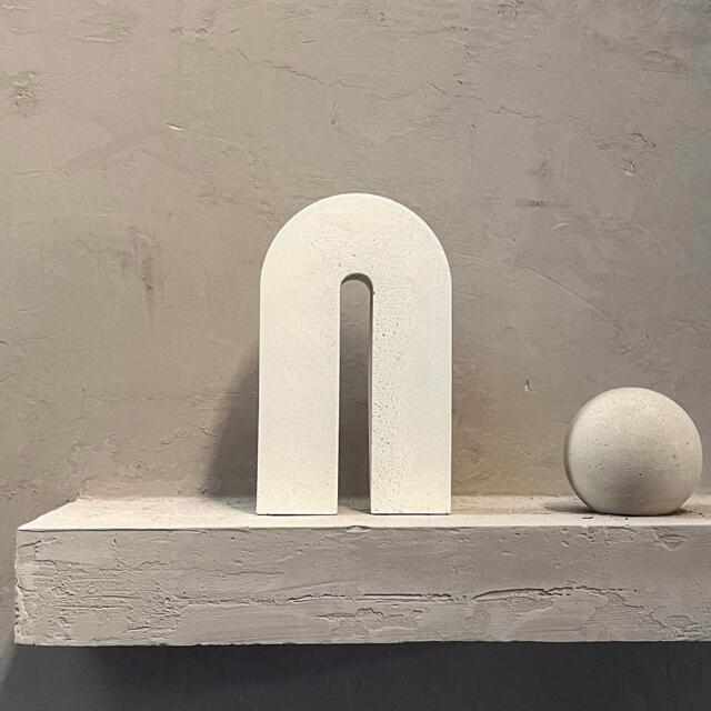 Concrete Sculptural Arch, Minimalist Shelf Decor, Photo Prop, Geometric Cement Ornament, Cement, Home & Office Decoration, Japandi Style - image 1