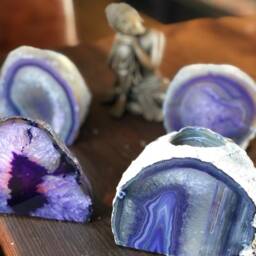 Large Purple Agate End Microcrystalline Quartz Tealight Candle Holder Ornament Gift - thumbnail 3