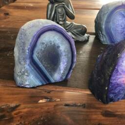Large Purple Agate End Microcrystalline Quartz Tealight Candle Holder Ornament Gift - thumbnail 2