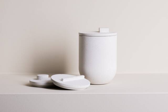 Tapa White Straciatella Concrete Candle - Organic Essential Oils 3 Lids Hand Crafted -Vegan-Reusable Container-Eco Friendly-Aromatherapy - image 1