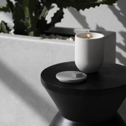 Tapa White Straciatella Concrete Candle - Organic Essential Oils 3 Lids Hand Crafted -Vegan-Reusable Container-Eco Friendly-Aromatherapy - thumbnail 2
