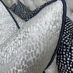 Antelope Dove Cushion Cover - Navy Piping Luxury Grey Home Decor Designer Scatter Pillow Handmade in Uk/Bedroom - thumbnail 3