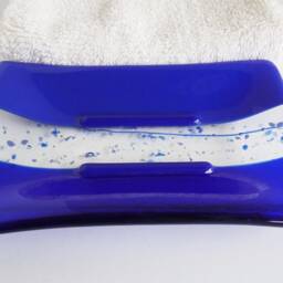Large Fused Glass Soap Dish in Dark Cobalt & Royal Blue By Bprdesigns - thumbnail 2
