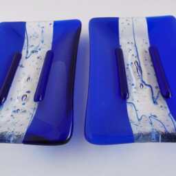 Large Fused Glass Soap Dish in Dark Cobalt & Royal Blue By Bprdesigns - thumbnail 4