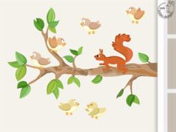 "Wall Sticker ""Branch I. With Baby Birds Xs" - thumbnail 1