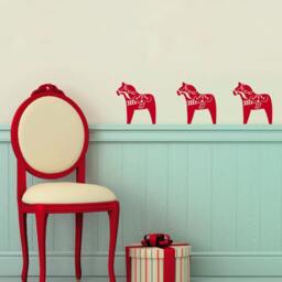 Dala Horse Vinyl Wall Decals - Scandinavian Folk Art Pattern - thumbnail 1