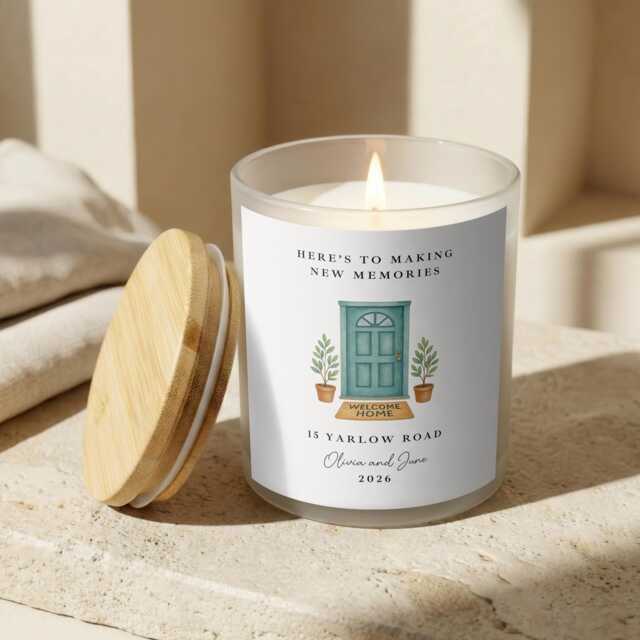 Personalised New Home Candle Gift - Housewarming Custom Address Present Moving House For Couples Our First - image 1