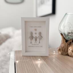 Personalised Pebble Art Picture Frame, Grandparents Keepsake Stone Gift, Birthday Present Unique