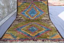 3'5x5'3 Ft Moroccan Wool Rug, Sage Green Blue Soft Pile Natural Veg Dyes Afghan Handmade Geometric Design Beni Ourain Berber Rug - thumbnail 1