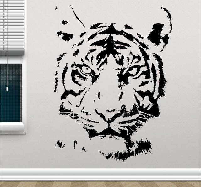 Tiger Face - 0624 Vinyl Wall Art, Decal, Sticker, Transfer, Mural, Removable, Decor, Rent Friendly, Interior, Exterior, Full - image 1