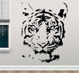 Tiger Face - 0624 Vinyl Wall Art, Decal, Sticker, Transfer, Mural, Removable, Decor, Rent Friendly, Interior, Exterior, Full - thumbnail 1