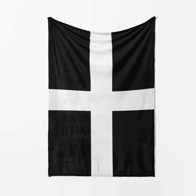 Cornish Flag Blanket - Black & White St Pirans Throw Cozy Soft Fleece Bed Cover Cornwall Pride Travel Celtic Soccer Fan Home Decor - image 1
