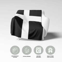Cornish Flag Blanket - Black & White St Pirans Throw Cozy Soft Fleece Bed Cover Cornwall Pride Travel Celtic Soccer Fan Home Decor - thumbnail 3