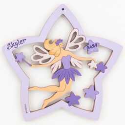 Personalized Fairy Christmas Ornament - Wood, Laser Cut, Hand Painted - thumbnail 2