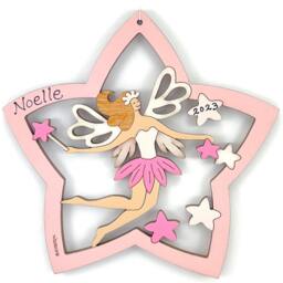 Personalized Fairy Christmas Ornament - Wood, Laser Cut, Hand Painted - thumbnail 3