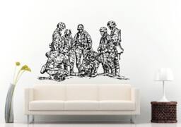 Army Crew Group Of Soldiers Making Plan Attack Wall Decal Vinyl Sticker Mural Room Decor L803 - thumbnail 1
