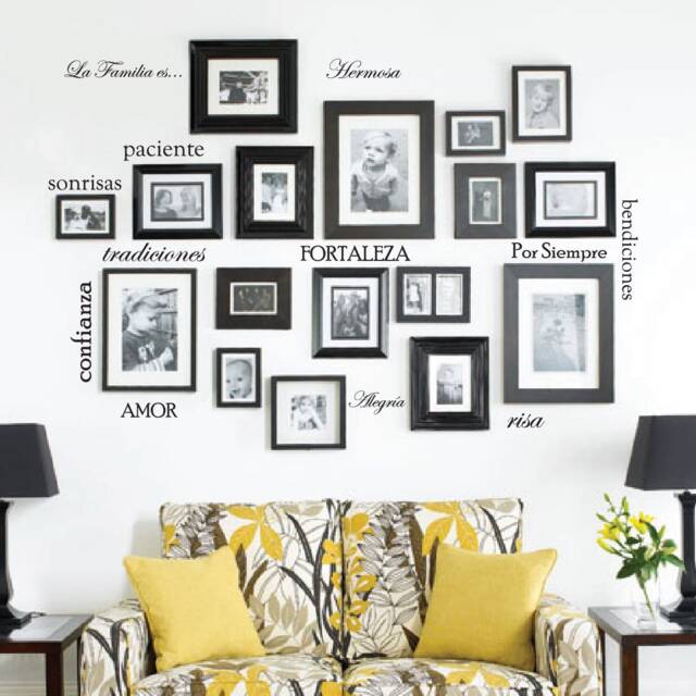 Set Of 12 Family Quote Words Vinyl Wall Sticker Picture Frame Home Decal Sticker, Spanish La Familia Es #1476 - image 1