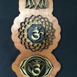 "Chakra Wooden Wall Art Laser Cut Birch Wood, Yoga Decor - 34"" X 6" - thumbnail 3