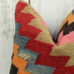Handmade Kilim Pillow Cover Vintage Turkish Wool Cushion - 16x16 Inch - thumbnail 4