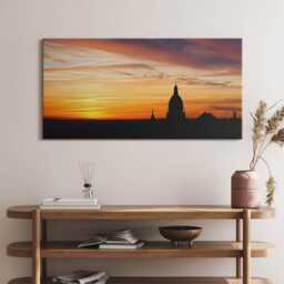 Building At Sunset Canvas, Wall Art Picture, Orange Decoration, Travel Canvas - thumbnail 1