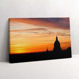 Building At Sunset Canvas, Wall Art Picture, Orange Decoration, Travel Canvas - thumbnail 2